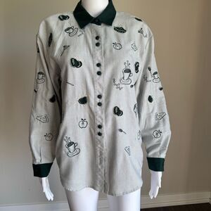 Vtg Teddi 90s Novelty Shirt, Coffee Lover Gift, Cafe Core Cottagecore Top 90’s